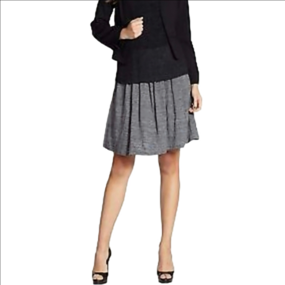 Eileen Fisher Grey 100% Organic Linen Pleated Skirt, Size XS ~ VGUC